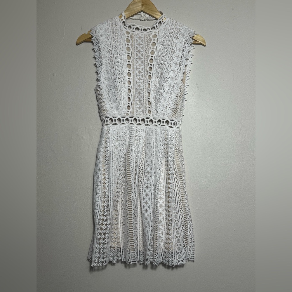 NWT Indikah size XS Finding Piece of Mind Lace Boho Dress white and nude